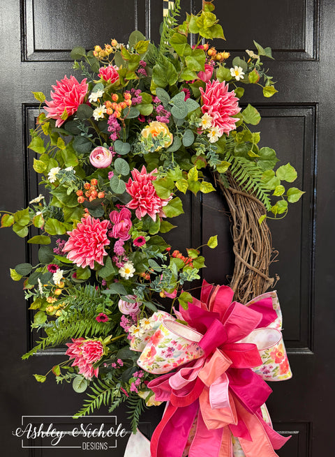 *READY to SHIP* - Sweet Dahlia Blooms Wreath