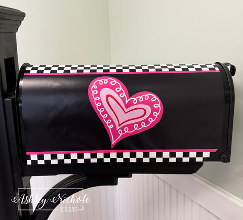 Swirly Heart - Magnetic Vinyl Mailbox Cover