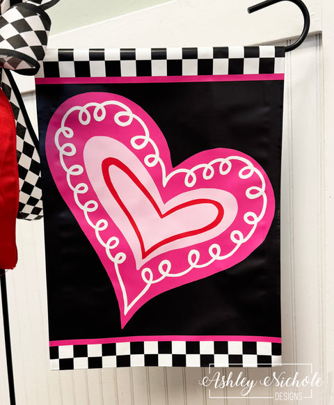 Swirly Heart - Vinyl Garden Flag