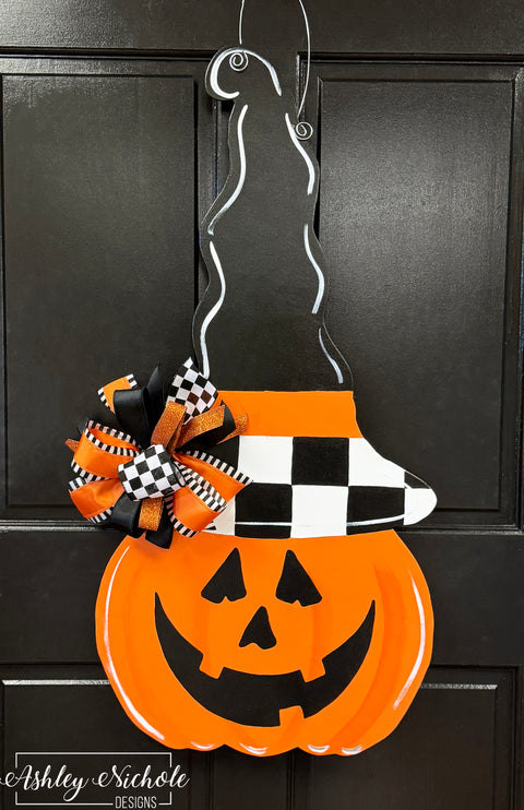 Tall Hat Jack 'O Lantern Door Hanger