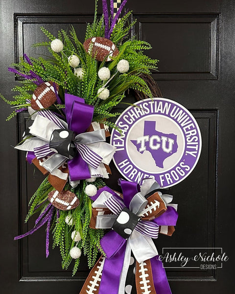 Collegiate Football Sign Wreath - Texas Christian University