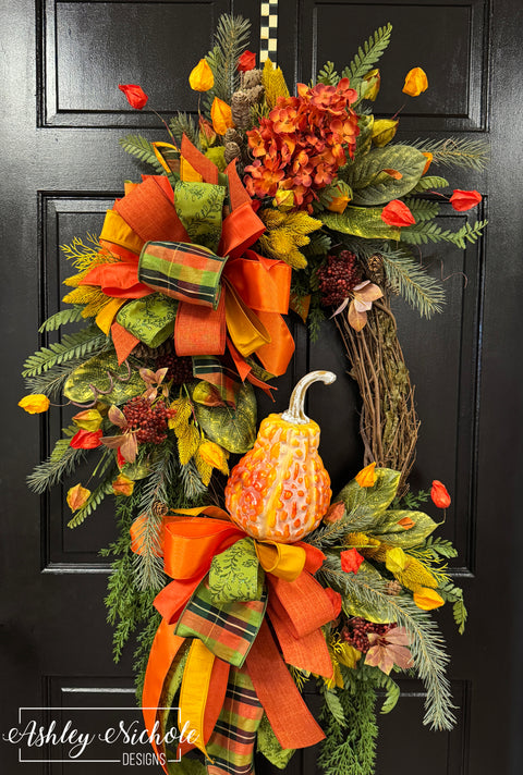 Textured Gourd Fall Oval Wreath