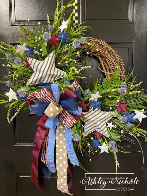 Ticking Stars Patriotic Wreath