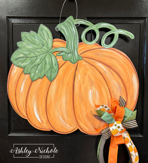 Traditional Curly Vine Pumpkin Door Hanger