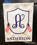 Traditional Crest Patriotic Initial - Vinyl Garden Flag