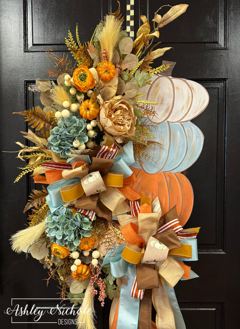 Triple Stack Pumpkin-Cool Tones Wreath