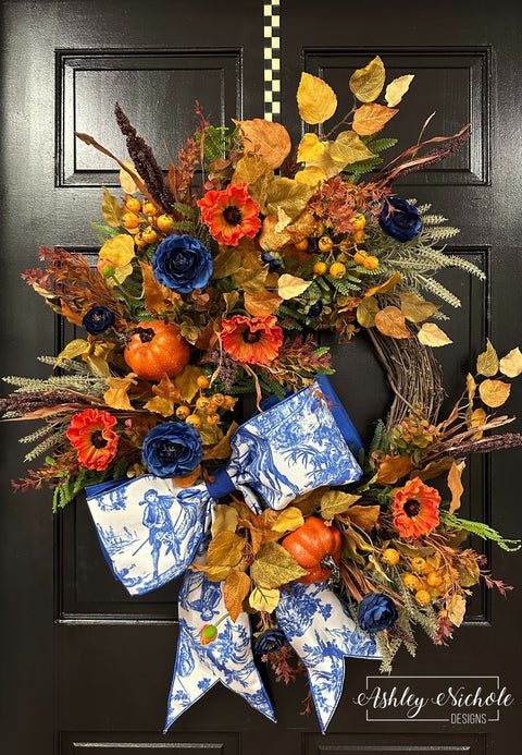 Gorgeous Toile Bow Fall Wreath