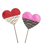 Chocolate Dipped Hearts Metal Stakes - Set of 2