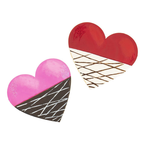 Metal Chocolate Dipped Heart Magnets - Choose your Color - Pink or Red