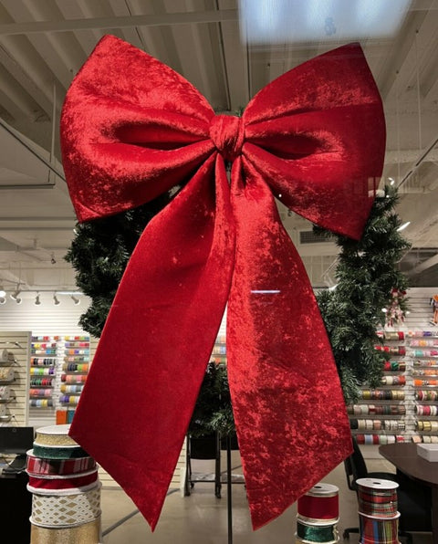 32" x 47" Velvet Hanging Bow - Red