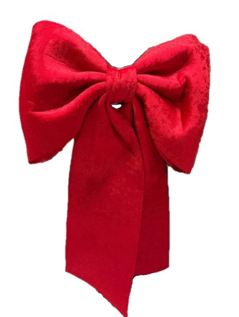 32" x 72" Velvet Hanging Bow With Tails - Red