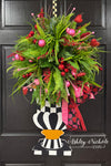 Valentine Mix - Black & White Urn - Topiary Door Hanger