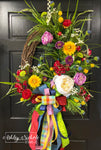 Vibrant Peony & Rose Summer Mix Wreath