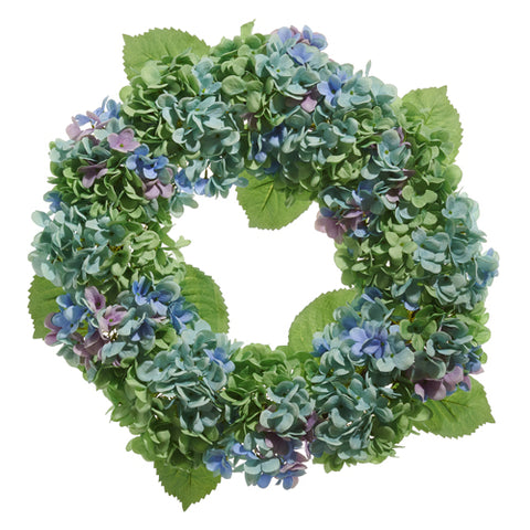 24" HYDRANGEA WREATH - Spring Multicolor/Blue/Green Mix