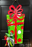 Whimsical Christmas Gift Box Traditional Door Hanger