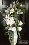 READY TO SHIP - White Christmas Snow Magnolia Wreath