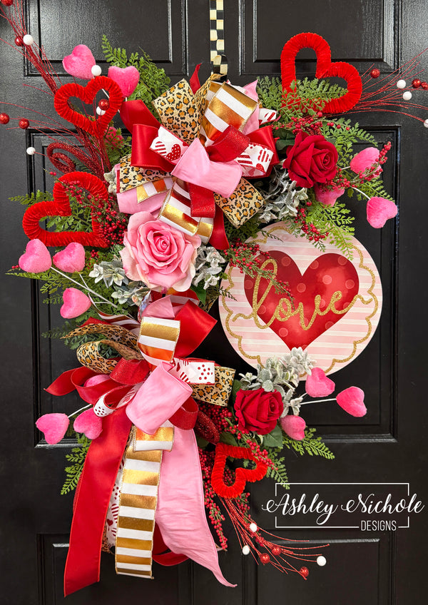 Cheapest Hearts & Roses Valentine Wreath