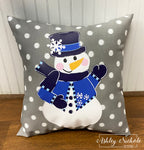 Custom-Winter Blues Snowman Pillow