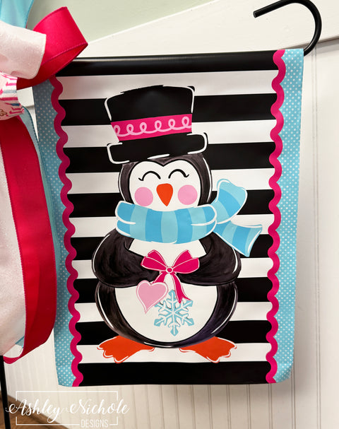 Winter Sweetheart Penguin (BOY VERSION) - Vinyl Garden Flag