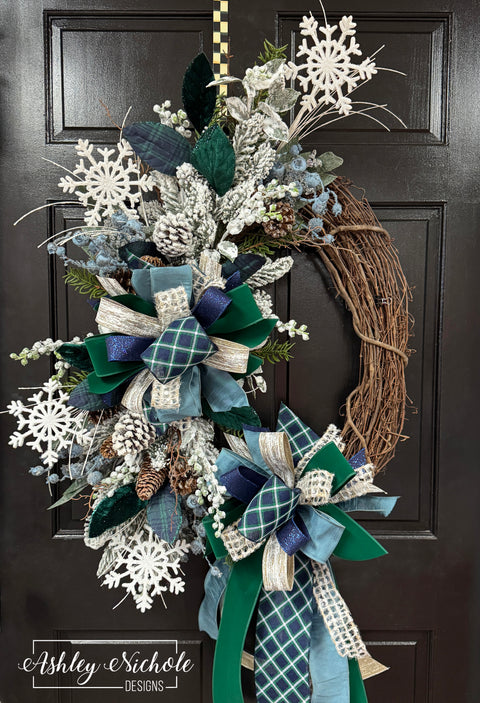 **Winter Plaid & Snowflake Wreath **