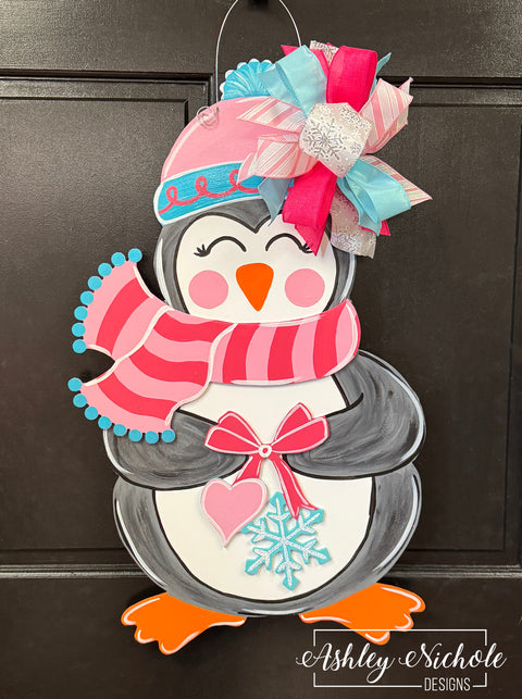 Winter Sweetheart Penguin Door Hanger (GIRL VERSION)