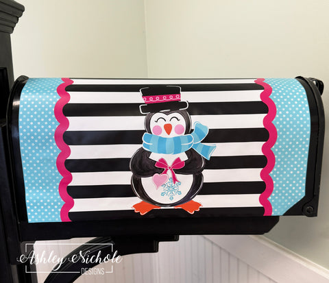 Winter Sweetheart Penguin (BOY VERSION) - Magnetic Vinyl Mailbox Cover