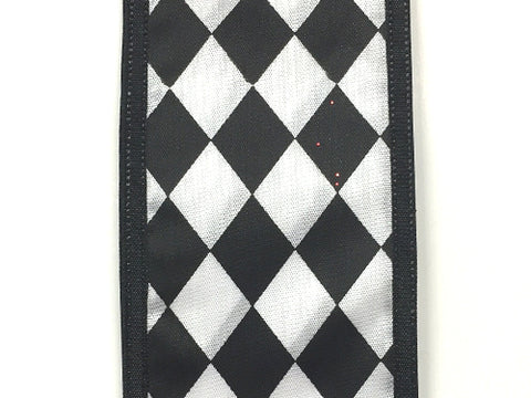 Black/White Harlequin Wired Ribbon - 2.5"x10Y