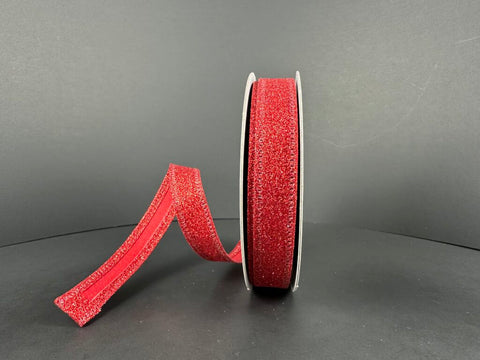 Red Glitter Wired Ribbon - 5/8" x 10yds