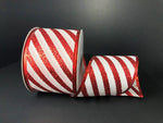 Glitter Candy Cane Stripes Wired Ribbon - 2.5"x10Yds