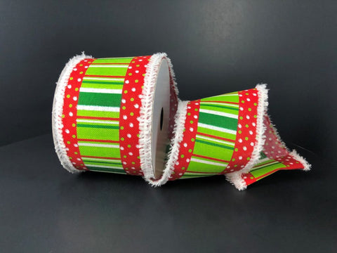 Christmas Whimsical Fun Snow Edged Wired Ribbon - 2.5" x 10yds