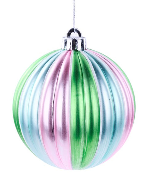 120mm Glitter Vertical Stripe Ornament - Pastel - Pink, Green & Blue