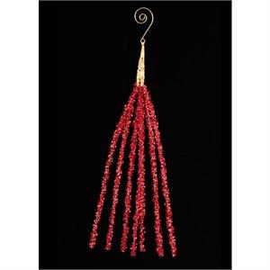 6.5" Sequined Tassel Ornament - Red