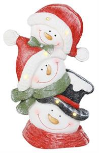 15.75"H LIGHTED SNOWMAN HEADS Table Decor