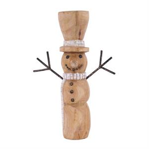 14.75"H x 5"L Mango Wood Snowman - Natural/White Wash