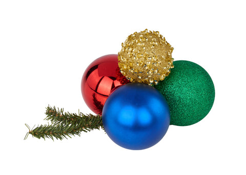 60mm & 80mm Sequin & Glitter Ball Cluster x4 - Green, Red, Blue & Gold