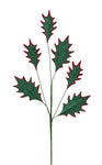 24" Glittered Holly Leaf Spray - Green & Red