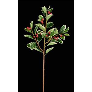 25" Holly/Berry Spray - Green/Cream/Red