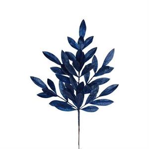23" Glitter Bay Leaf Spray - Navy Blue