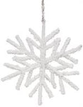 15" Mica Flocked Snowflake Ornament - White