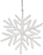 15" Mica Flocked Snowflake Ornament - White