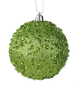 100MM SEQUIN/GLITTER BALL Ornament - BRIGHT LIME GREEN
