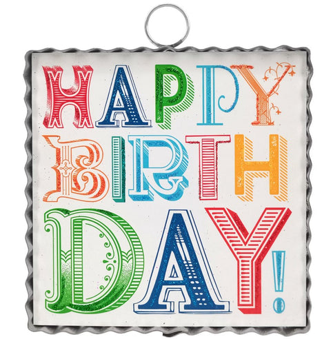 Mini Art "Happy Birthday" Typography Print Charm