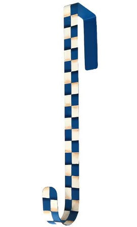 ** BLUE Checkered Metal Over the Door Wreath Hook/Hanger