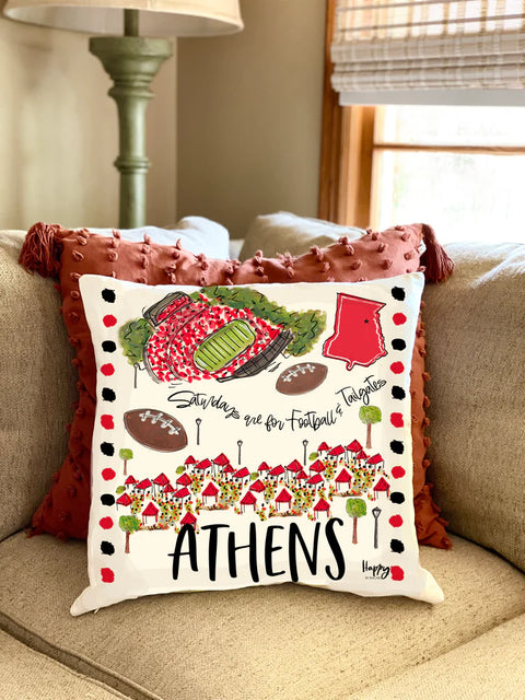 18" x 18" College Town Pillow - Athens, GA