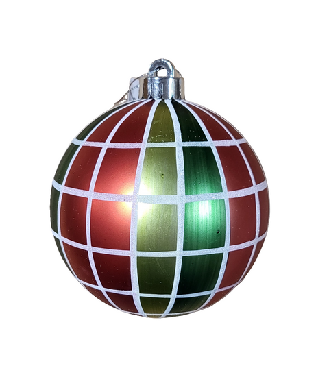 120mm Painted Plaid Matte Ball Ornament