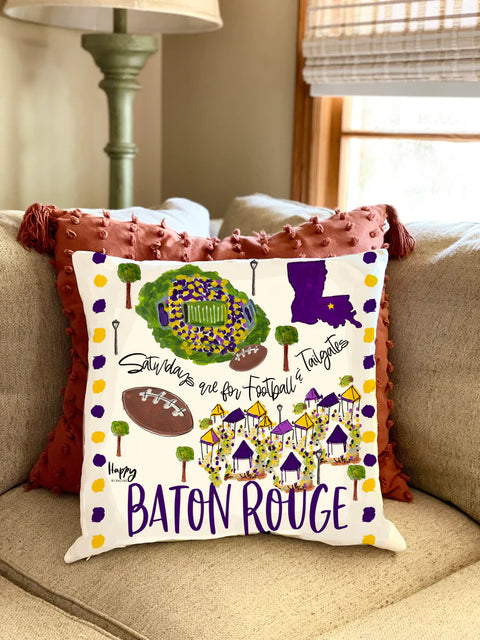 18" x 18" College Town Pillow - Baton Rouge, LA