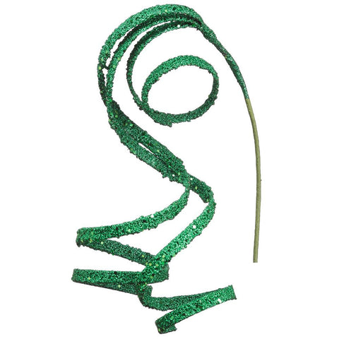 23" Glittered Curly Hanging Spray - Green