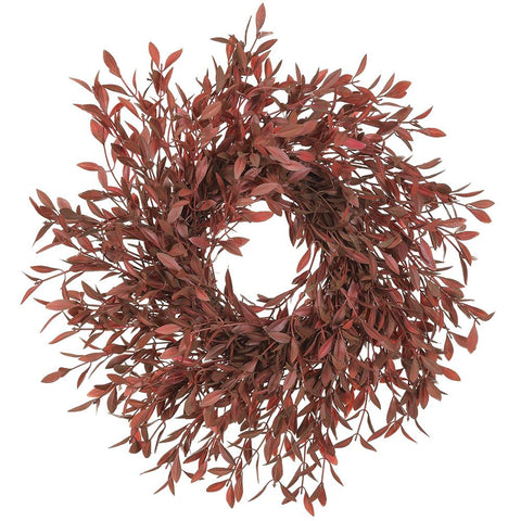 Fall Willow Mini Wreath/Candle Ring -  Burgundy/Brown - 12"-14"