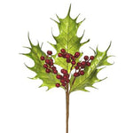 16" Metallic Holly Pick With Berries - Green/Red