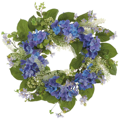 24" Hydrangea, Rose, Myrtle & Mint Wreath - Helio
